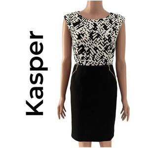 Kasper black and white dress.